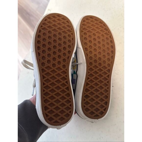 Vans Missy Girl's Multicolor Checkerboard Rainbow Lace-up Sneakers Size 1 - Picture 5 of 8